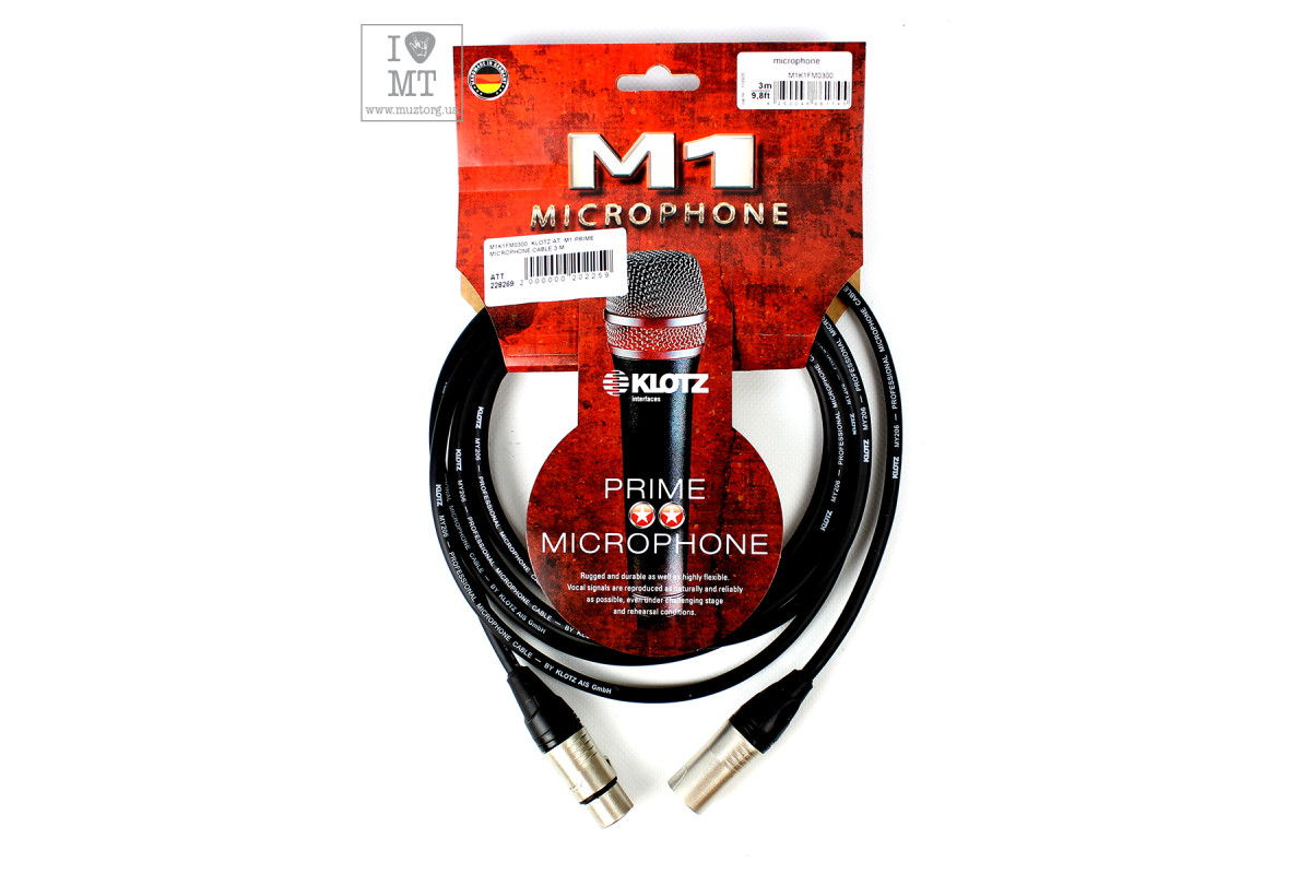 KLOTZ M1 PRIME MICROPHONE CABLE 3 M  ������ ����������. �������: 3 �